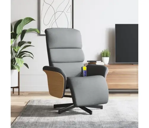 Masāžas Krēsls Ar Kāju Balstu, Gaiši Pelēks Audums Vidaxl