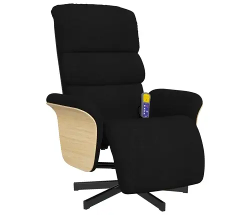 Masāžas Krēsls Ar Kāju Balstu, Atgāžams, Melns Audums Vidaxl