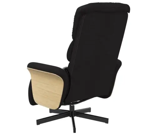 Masāžas Krēsls Ar Kāju Balstu, Atgāžams, Melns Audums Vidaxl