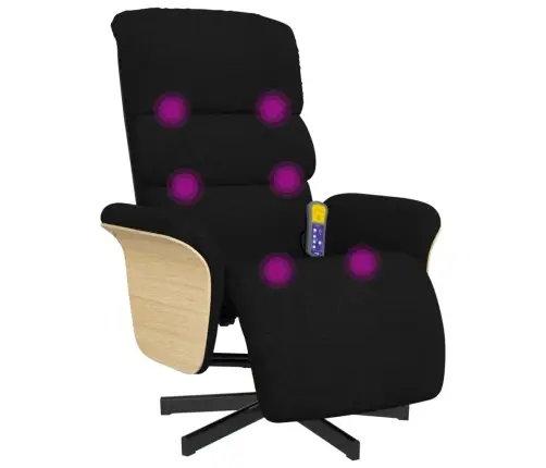 Masāžas Krēsls Ar Kāju Balstu, Atgāžams, Melns Audums Vidaxl