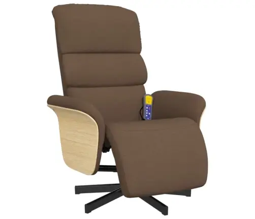 Masāžas Krēsls Ar Kāju Balstu, Atgāžams, Brūns Audums Vidaxl
