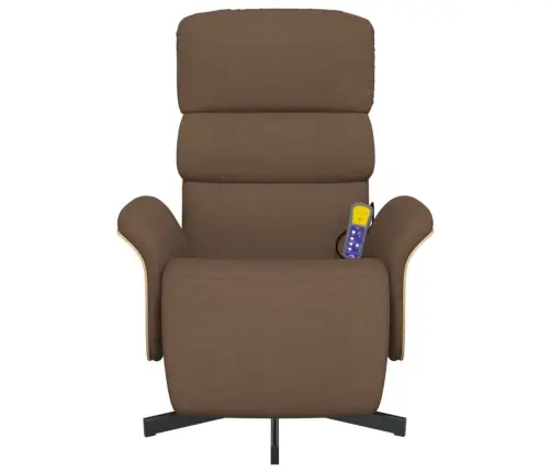 Masāžas Krēsls Ar Kāju Balstu, Atgāžams, Brūns Audums Vidaxl