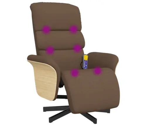 Masāžas Krēsls Ar Kāju Balstu, Atgāžams, Brūns Audums Vidaxl