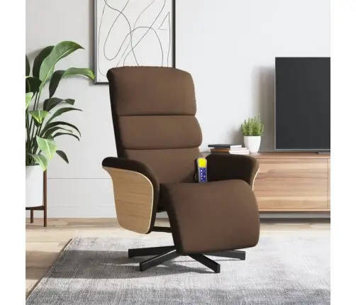 Masāžas Krēsls Ar Kāju Balstu, Atgāžams, Brūns Audums Vidaxl
