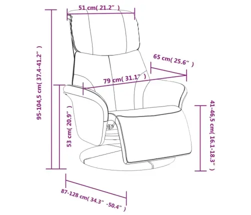 Atpūtas Krēsls Ar Kāju Balstu, Atgāžams, Pelēka Mākslīgā Āda Vidaxl