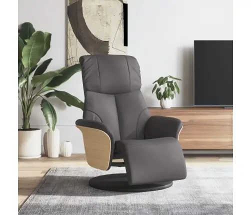Atpūtas Krēsls Ar Kāju Balstu, Atgāžams, Pelēka Mākslīgā Āda Vidaxl