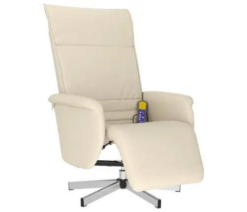 Masāžas Krēsls Ar Kāju Balstu, Atgāžams, Bēša Mākslīgā Āda Vidaxl