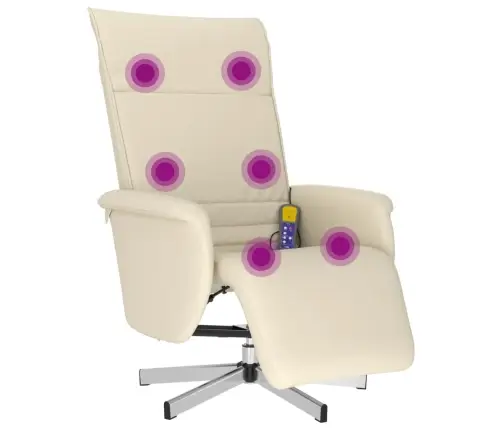 Masāžas Krēsls Ar Kāju Balstu, Atgāžams, Bēša Mākslīgā Āda Vidaxl