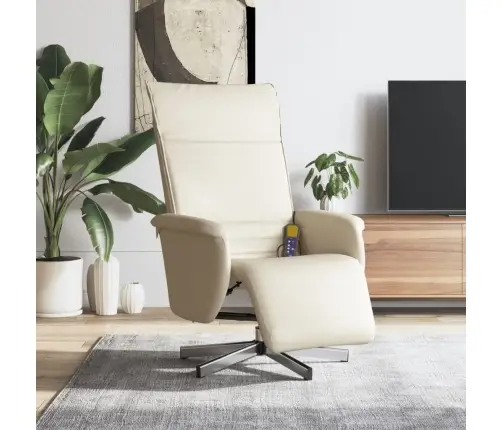 Masāžas Krēsls Ar Kāju Balstu, Atgāžams, Bēša Mākslīgā Āda Vidaxl