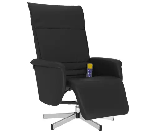 Masāžas Krēsls Ar Kāju Balstu, Atgāžams, Melna Mākslīgā Āda Vidaxl