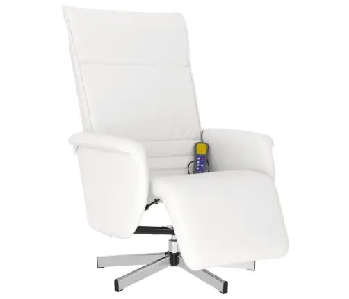 Masāžas Krēsls Ar Kāju Balstu, Atgāžams, Balta Mākslīgā Āda Vidaxl
