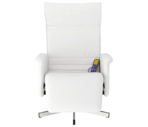 Masāžas Krēsls Ar Kāju Balstu, Atgāžams, Balta Mākslīgā Āda Vidaxl