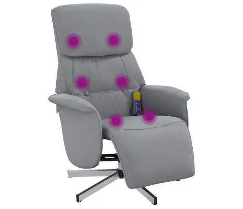 Masāžas Krēsls Ar Kāju Balstu, Gaiši Pelēks Audums Vidaxl