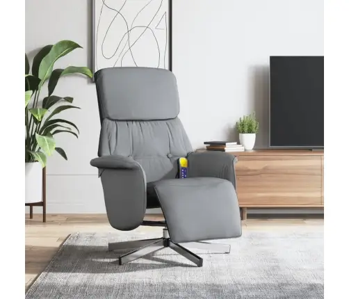 Masāžas Krēsls Ar Kāju Balstu, Gaiši Pelēks Audums Vidaxl