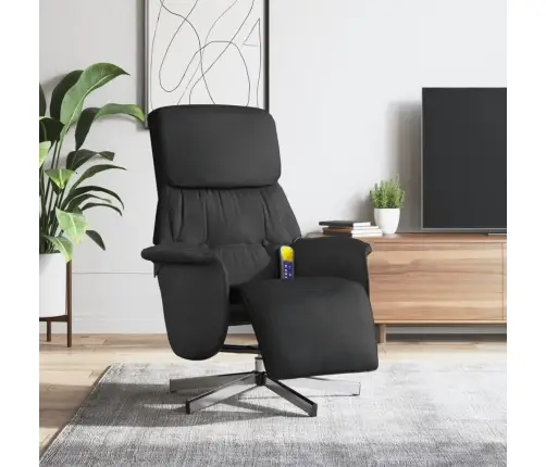 Atlošiama Masažinė Kėdė Su Pakoja, Juodos Spalvos, Audinys