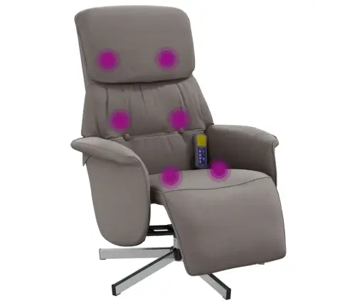 Masāžas Krēsls Ar Kāju Balstu, Atgāžams, Pelēkbrūns Audums Vidaxl