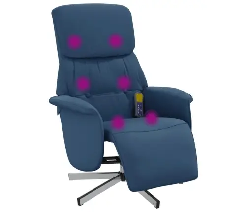 Masāžas Krēsls Ar Kāju Balstu, Atgāžams, Zils Audums Vidaxl