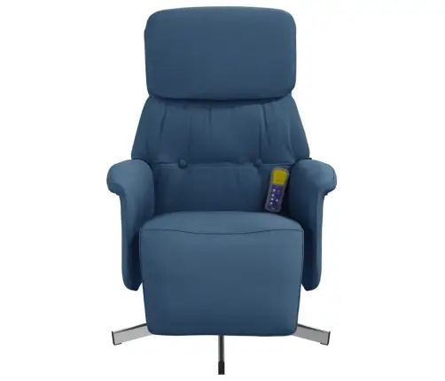 Masāžas Krēsls Ar Kāju Balstu, Atgāžams, Zils Audums Vidaxl
