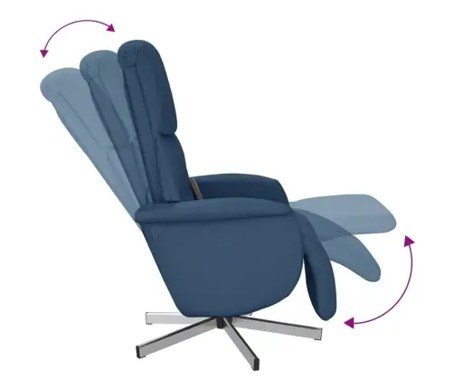 Masāžas Krēsls Ar Kāju Balstu, Atgāžams, Zils Audums Vidaxl