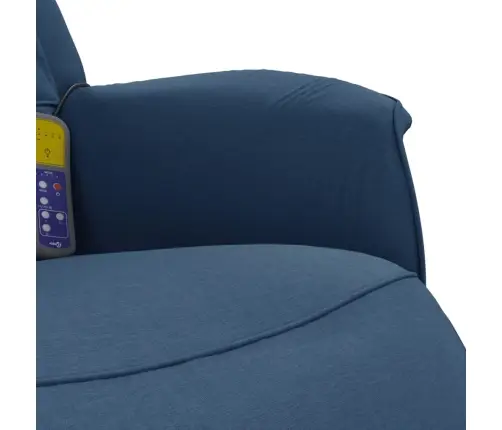 Masāžas Krēsls Ar Kāju Balstu, Atgāžams, Zils Audums Vidaxl