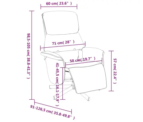 Masāžas Krēsls Ar Kāju Balstu, Atgāžams, Zils Audums Vidaxl