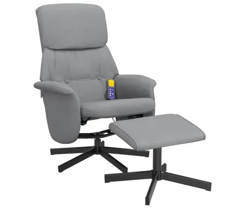 Masāžas Krēsls Ar Kāju Balstu, Atgāžams, Gaiši Pelēks Audums Vidaxl