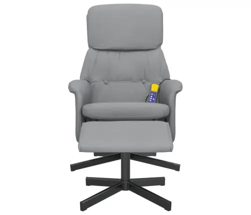 Masāžas Krēsls Ar Kāju Balstu, Atgāžams, Gaiši Pelēks Audums Vidaxl