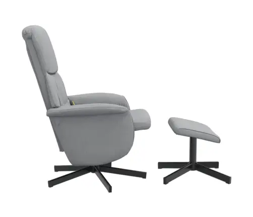 Masāžas Krēsls Ar Kāju Balstu, Atgāžams, Gaiši Pelēks Audums Vidaxl