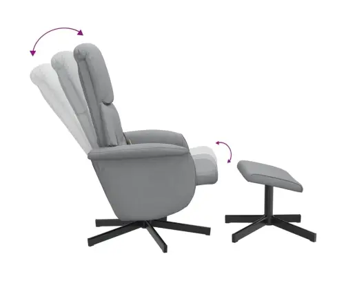 Masāžas Krēsls Ar Kāju Balstu, Atgāžams, Gaiši Pelēks Audums Vidaxl