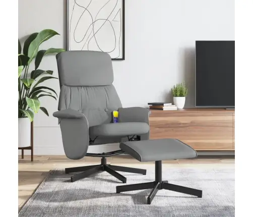 Masāžas Krēsls Ar Kāju Balstu, Atgāžams, Gaiši Pelēks Audums Vidaxl