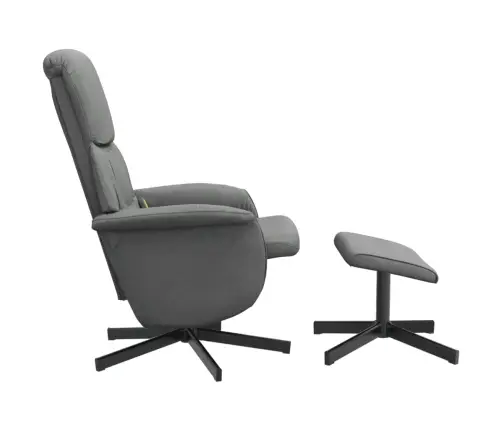 Masāžas Krēsls Ar Kāju Balstu, Atgāžams, Tumši Pelēks Audums Vidaxl