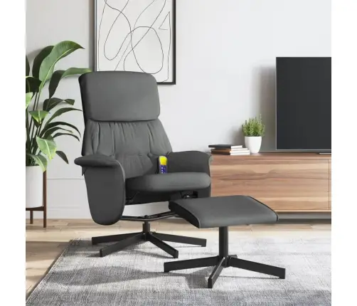 Masāžas Krēsls Ar Kāju Balstu, Atgāžams, Tumši Pelēks Audums Vidaxl