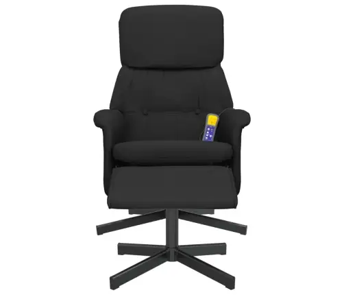 Masāžas Krēsls Ar Kāju Balstu, Atgāžams, Melns Audums Vidaxl