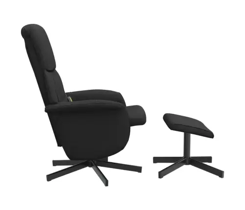 Masāžas Krēsls Ar Kāju Balstu, Atgāžams, Melns Audums Vidaxl