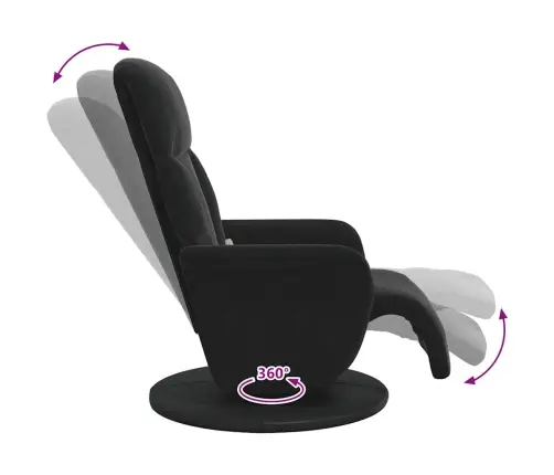 Masāžas Krēsls Ar Kāju Balstu, Atgāžams, Melns Samts Vidaxl