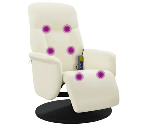 Masāžas Krēsls Ar Kāju Balstu, Atgāžams, Krēmkrāsas Samts Vidaxl