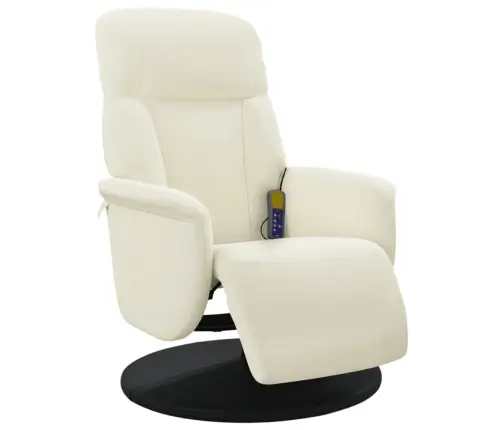 Masāžas Krēsls Ar Kāju Balstu, Atgāžams, Krēmkrāsas Samts Vidaxl