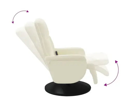Masāžas Krēsls Ar Kāju Balstu, Atgāžams, Krēmkrāsas Samts Vidaxl