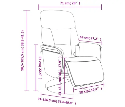 Masāžas Krēsls Ar Kāju Balstu, Atgāžams, Krēmkrāsas Samts Vidaxl