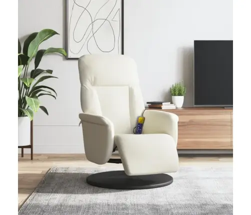 Masāžas Krēsls Ar Kāju Balstu, Atgāžams, Krēmkrāsas Samts Vidaxl