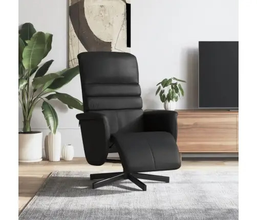 Atlošiama Kėdė Su Pakoja, Juodos Spalvos, Dirbtinė Oda