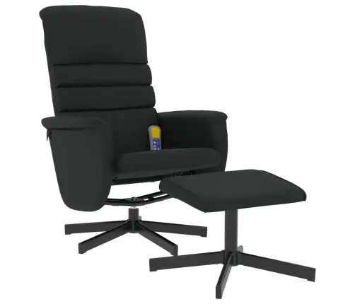 Masāžas Krēsls Ar Kāju Soliņu, Atgāžams, Melna Mākslīgā Āda Vidaxl