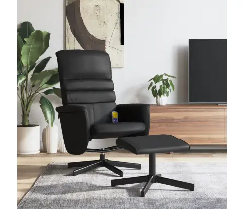 Masāžas Krēsls Ar Kāju Soliņu, Atgāžams, Melna Mākslīgā Āda Vidaxl