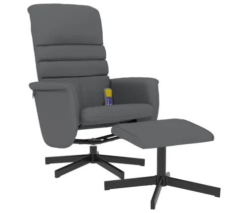 Masāžas Krēsls Ar Kāju Soliņu, Atgāžams, Pelēka Mākslīgā Āda Vidaxl