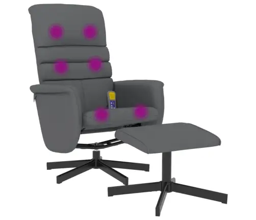 Masāžas Krēsls Ar Kāju Soliņu, Atgāžams, Pelēka Mākslīgā Āda Vidaxl