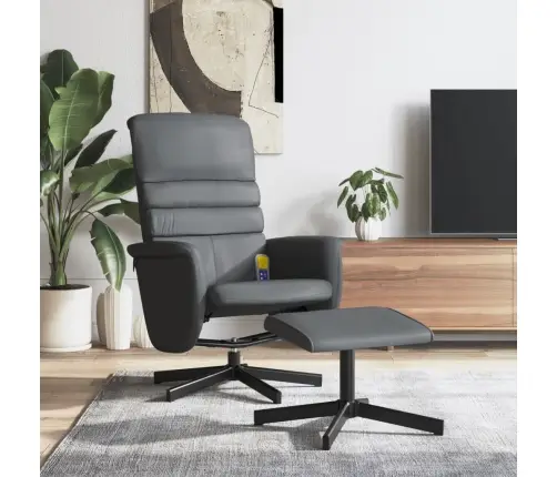 Masāžas Krēsls Ar Kāju Soliņu, Atgāžams, Pelēka Mākslīgā Āda Vidaxl