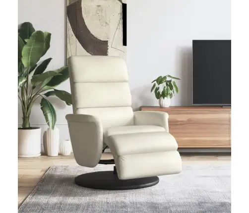 Atpūtas Krēsls Ar Kāju Balstu, Atgāžams, Bēša Mākslīgā Āda Vidaxl