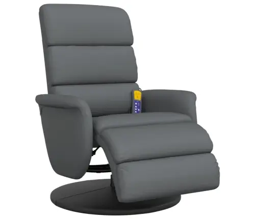 Masāžas Krēsls Ar Kāju Balstu, Atgāžams, Pelēka Mākslīgā Āda Vidaxl