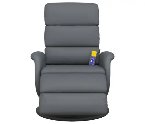 Masāžas Krēsls Ar Kāju Balstu, Atgāžams, Pelēka Mākslīgā Āda Vidaxl