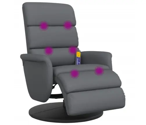 Masāžas Krēsls Ar Kāju Balstu, Atgāžams, Pelēka Mākslīgā Āda Vidaxl